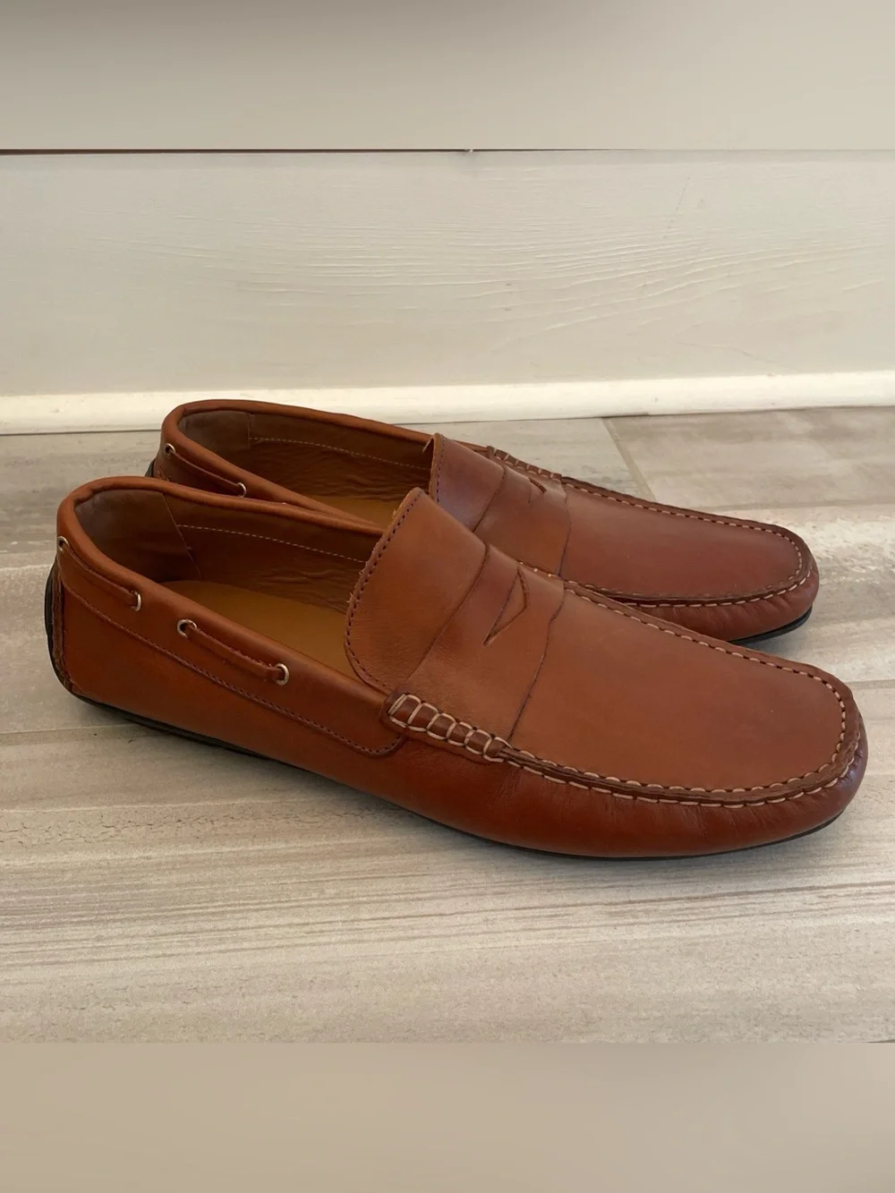 Frank Daniel Italy Tan Leather Penny Driving Loafers Men’s 46/US 13 Preppy